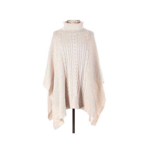 Lululemon Rolling In The Warmth One Size Turtleneck Wool Cable Knit Poncho New - Picture 2 of 8
